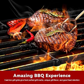 GGC Grill Grates Replacement for Chargriller 3001, 5050, 3008, 3030, 3725, 4000, 5252, King Griller 3008, 5252 and Others, 3 PCS Cast Iron Cooking Grid Grates(19 3/4 x 6 3/4 Each)