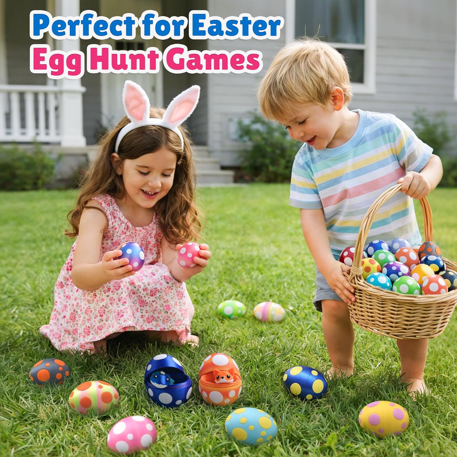 Prefilled 3D Printed Animals Easter Eggs - 12Pcs Prefilled Easter Eggs with Toys - Pre Filled Mini 3D Printed Animals Easter Eggs - Wigglitz 3D Fidget Toys Animals Assorted for Boys Girls