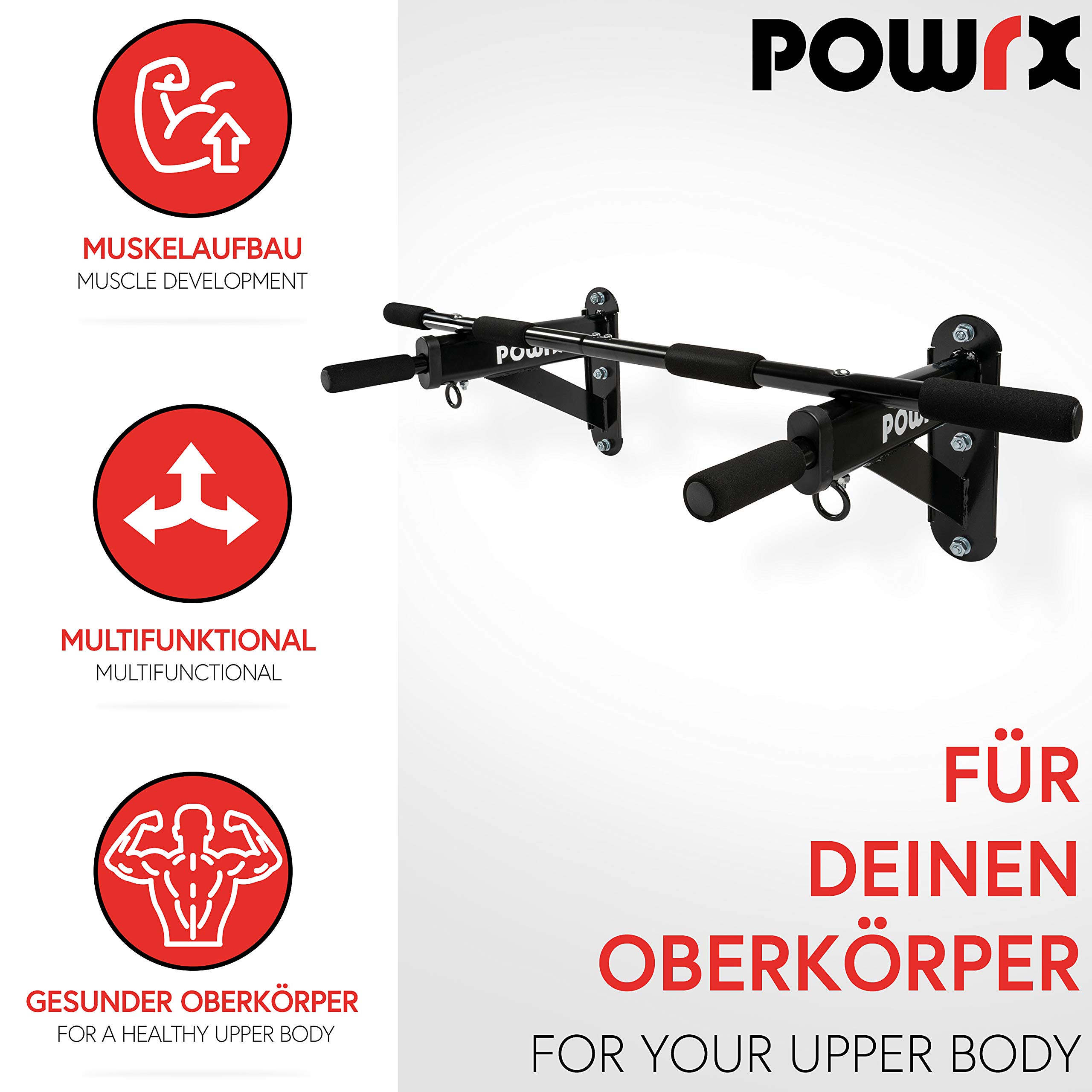 Poignées POWRX Pour Tour De Train - Poignées Parallèles Ergonomiques Pour Traction, Barre Biceps/triceps - Accessoire Fitness Musculation