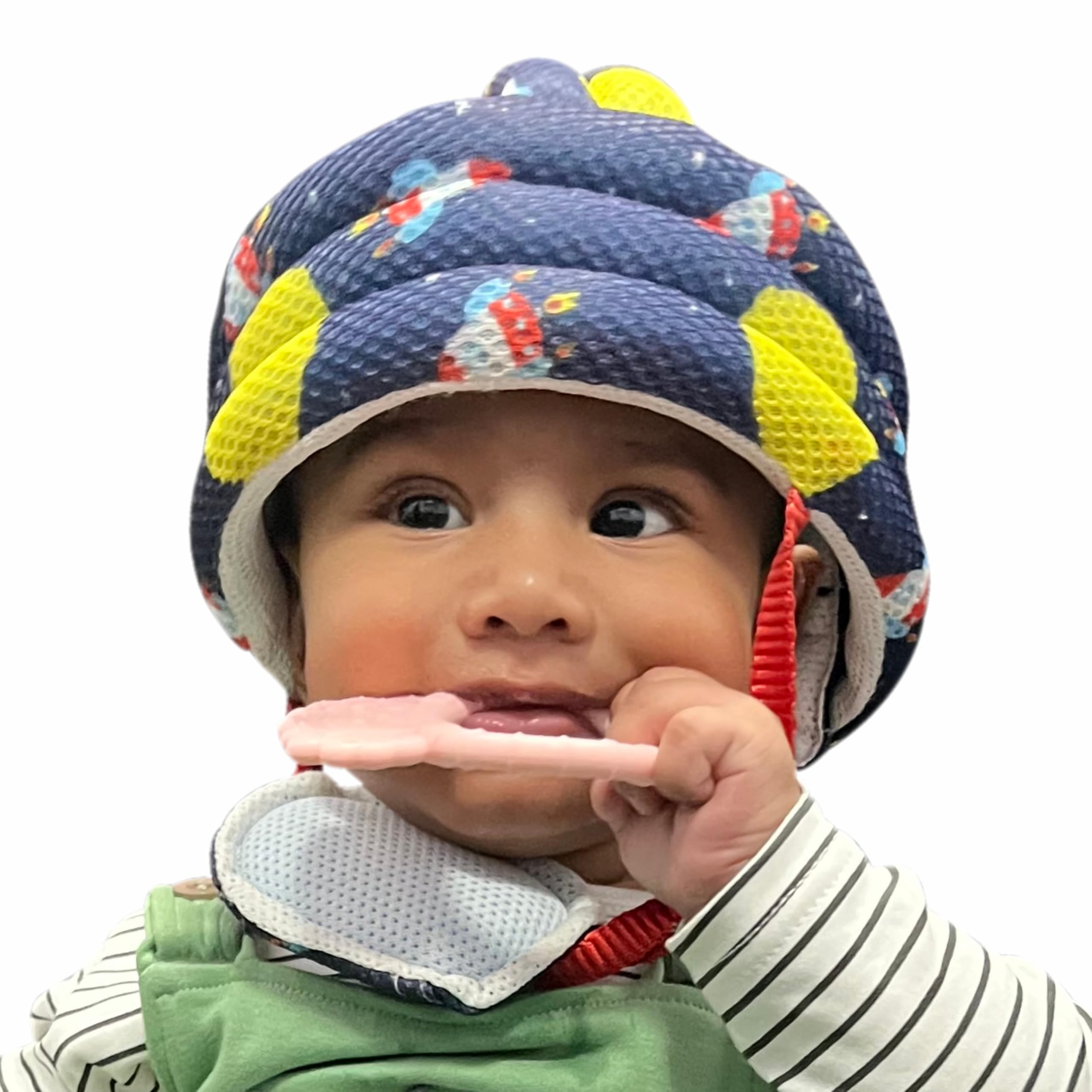 Motherly Padded Breathable Cushioned Baby Safety Helmet for Bump-Free Protection, Baby Head Protective headguard, Toddler Hat/Helmet, Safety Gear with Adjustable Chin Strap and Ventilation (Space)