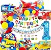iZoeL 1st Birthday Decorations for Boys - Cars Party Theme With Balloon Arch, Baby Boy Transport Construction Balloons