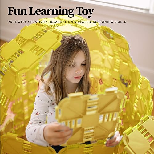 Miniatura 6 de Juego amarillo – Kit de construcción de fuertes de lujo para niños – Versátil juego para interiores y exteriores para edades de 5 a 12 años, juguete