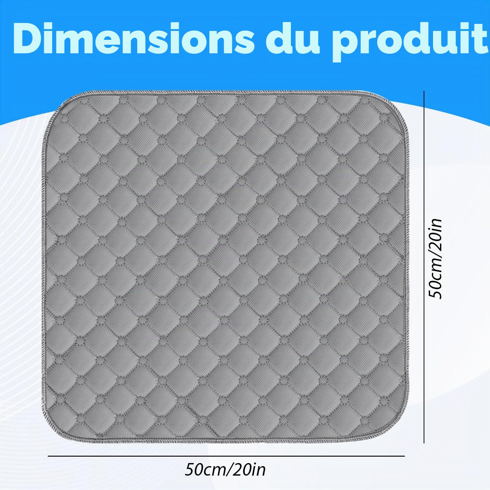 2 pièces Coussin Incontinence Chaise Adulte, Absorbant Lavable, Siège Réutilisable, imperméables, Tapis d'incontinence antidérapants pour fauteuils, chaises Longues, sièges Auto,50 x 50 cm