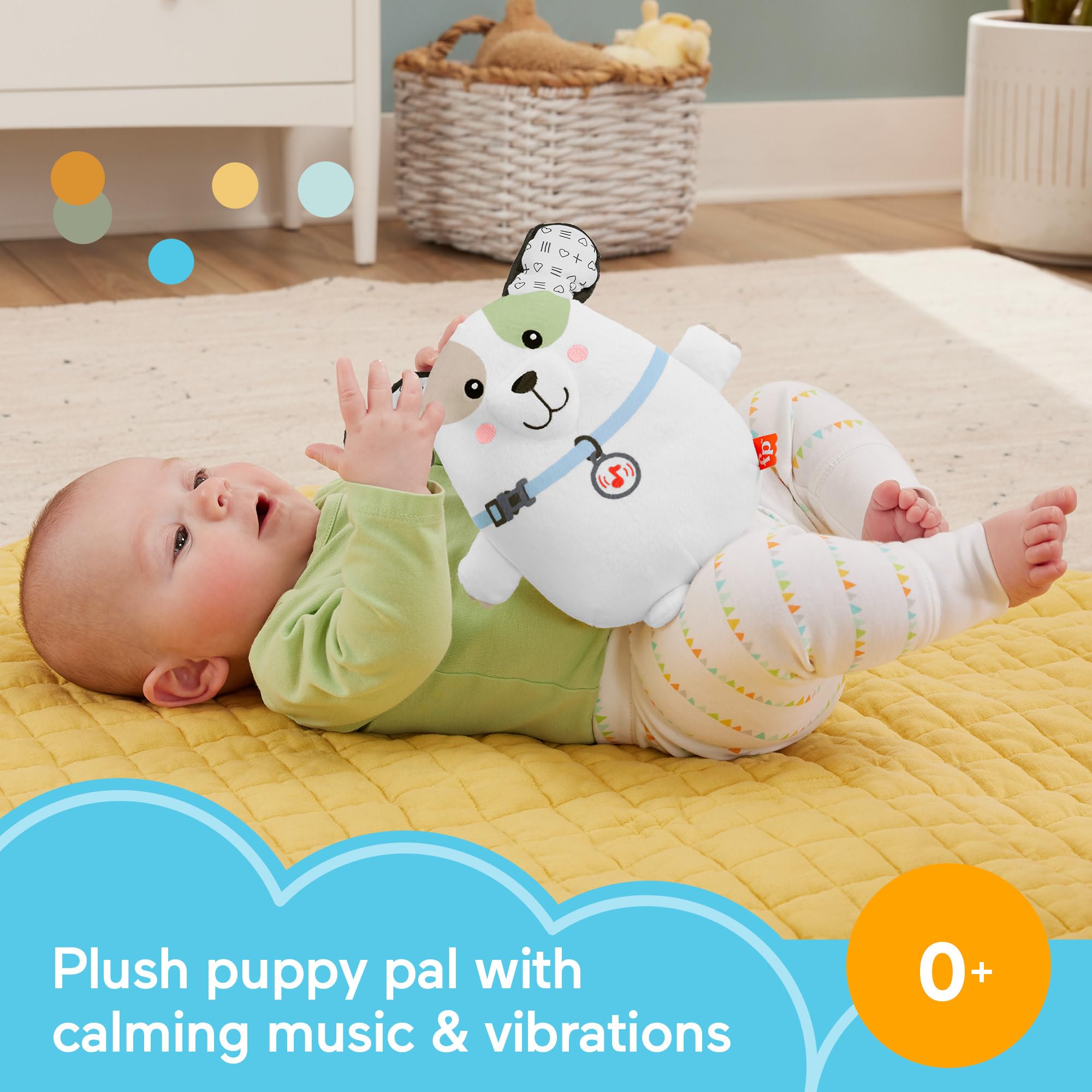 Fisher-Price Baby Plush Toy Calming Vibes Puppy Soother Portable Sound Machine for Newborns HTJ68 - Image 2
