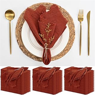 60 Pack Terracotta Napkins Cotton Linen Napkin 16 x 16 Inch Terracotta Napkins Cloth
