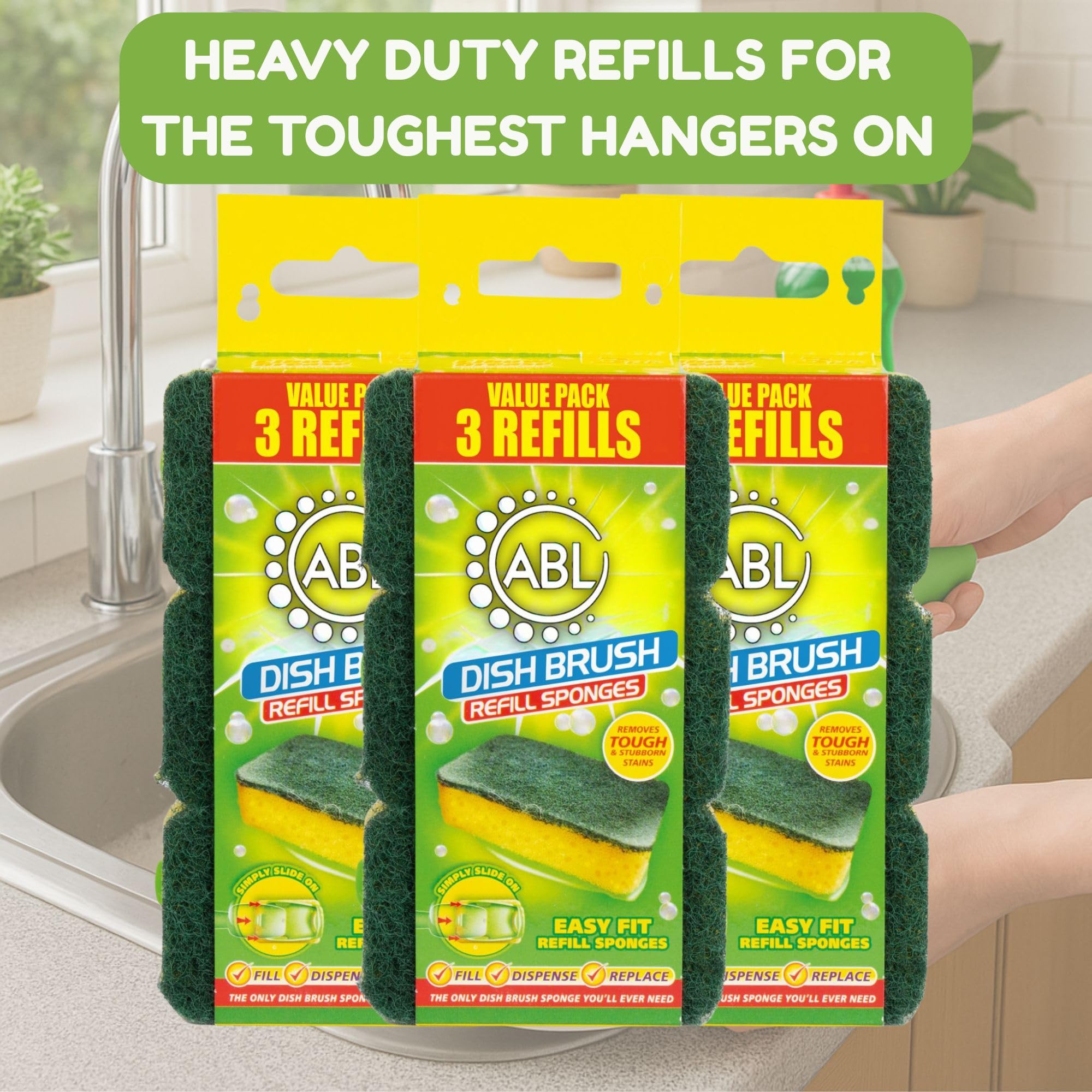 Premium Soap Dispenser Washing Up Brush With 9 X Refill - Image 3
