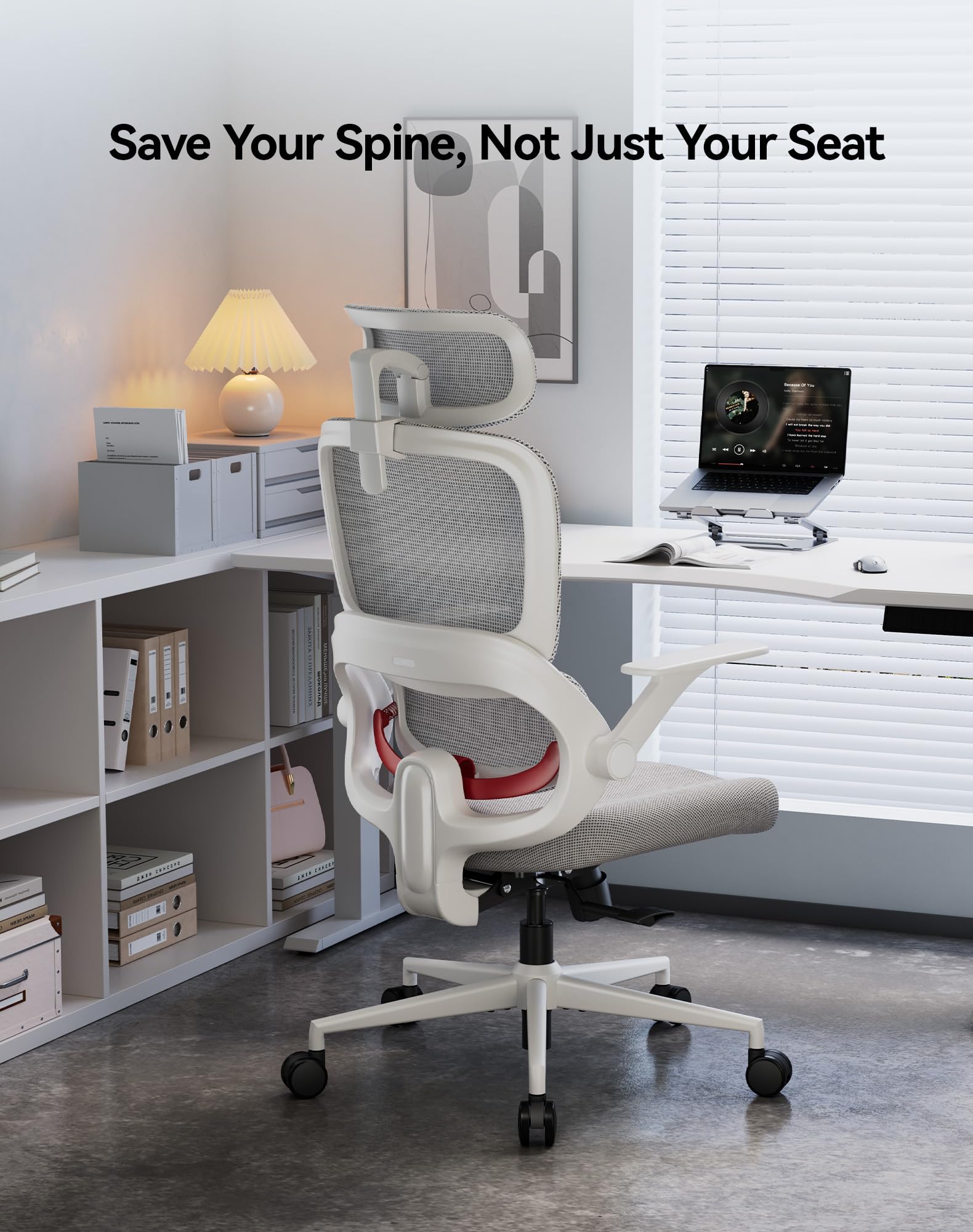 SIHOO M18 Ergonomic Office Chair, Computer Desk Chair with Adjustable Headrest and Lumbar Support, High Back Executive Swivel Chair for Home Office (Pure Black) view 2