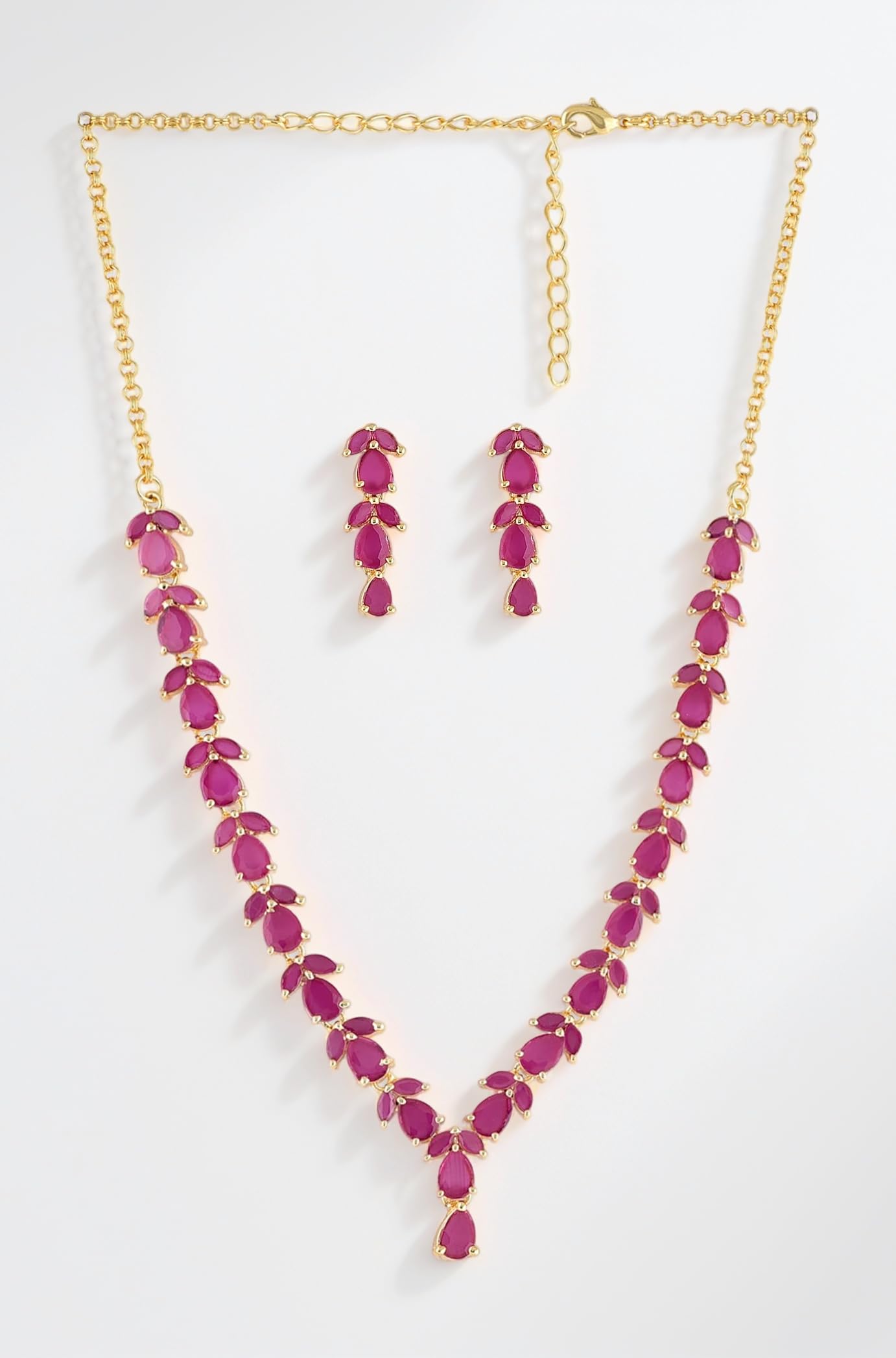Delicate Ruby Necklace Set For Women - ZPFK6110