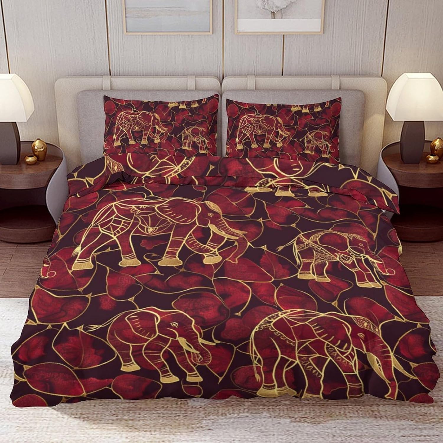 Delerain Comforter Cover Set Queen Size, Christmas Snowflakes Red 3-Piece Bedding Set for Women Men Modern Soft Microfiber Bedroom Set Room Decor, 1 Duvet Cover + 2 Pillowcases