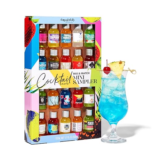 Thoughtfully Cocktails, Mix and Match Mini Sampler Cocktail Mixer Set, Vegan and Vegetarian, Tropical and Classic, Set of 20 (Contains NO Alcohol)