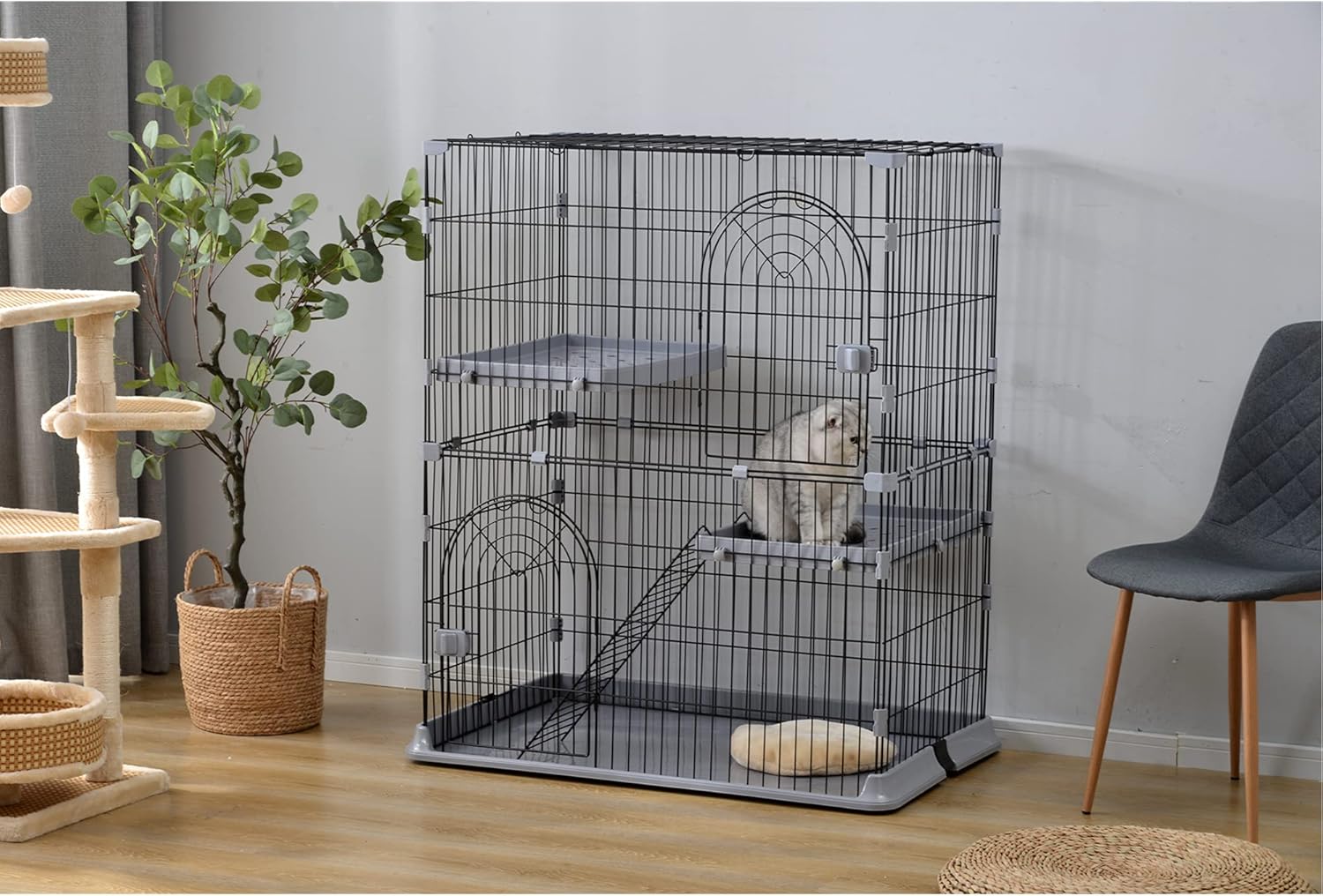 キャットケージ 2段 猫トイレ付 キャスター付 ハンモック付 保護 脱走防止 キャットケージ 2段 猫トイレ付 キャスター付 ハンモック付 保護 脱走