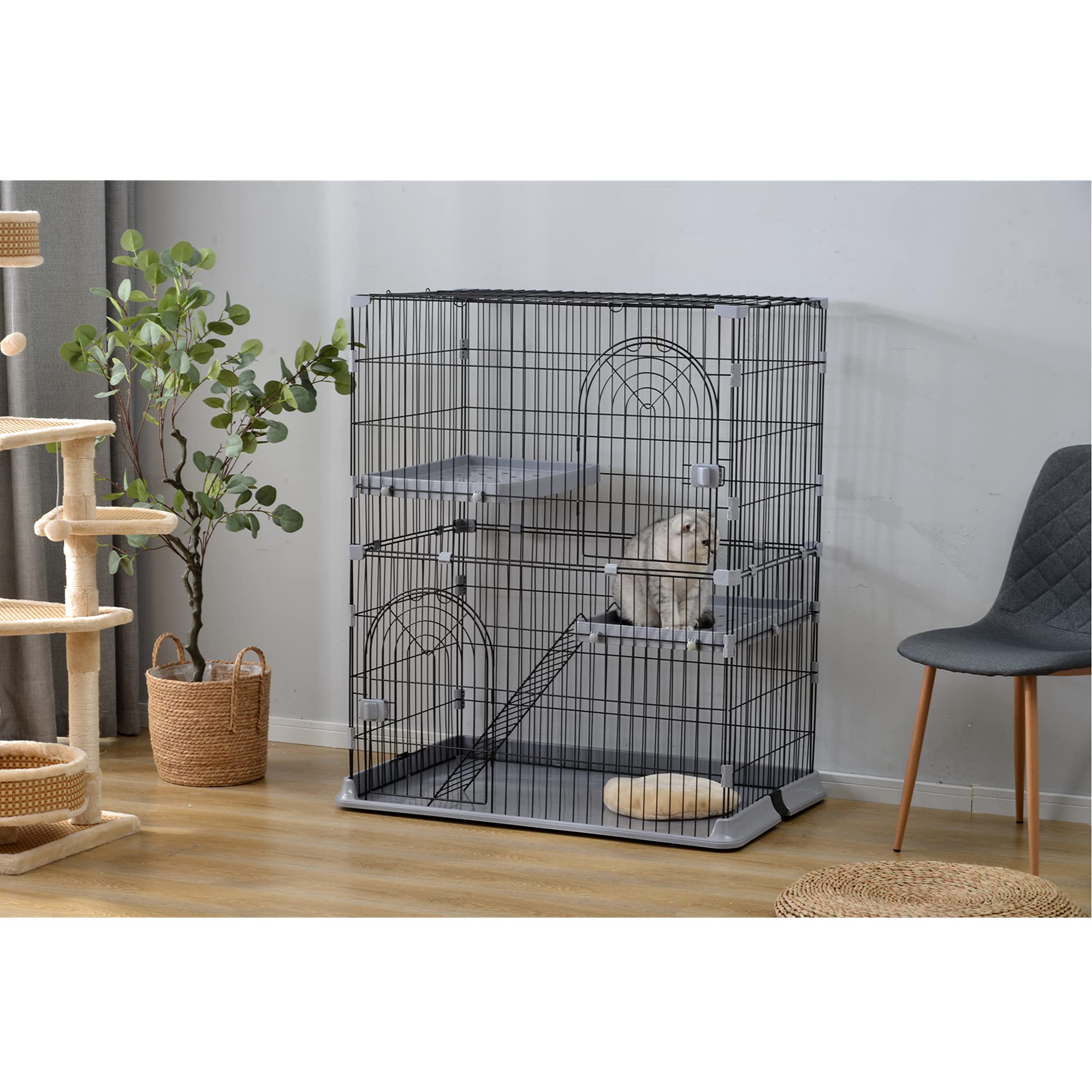 Amazon | 猫 ケージ 2段 キャットケージ Mサイズ グリーン 猫ゲージ