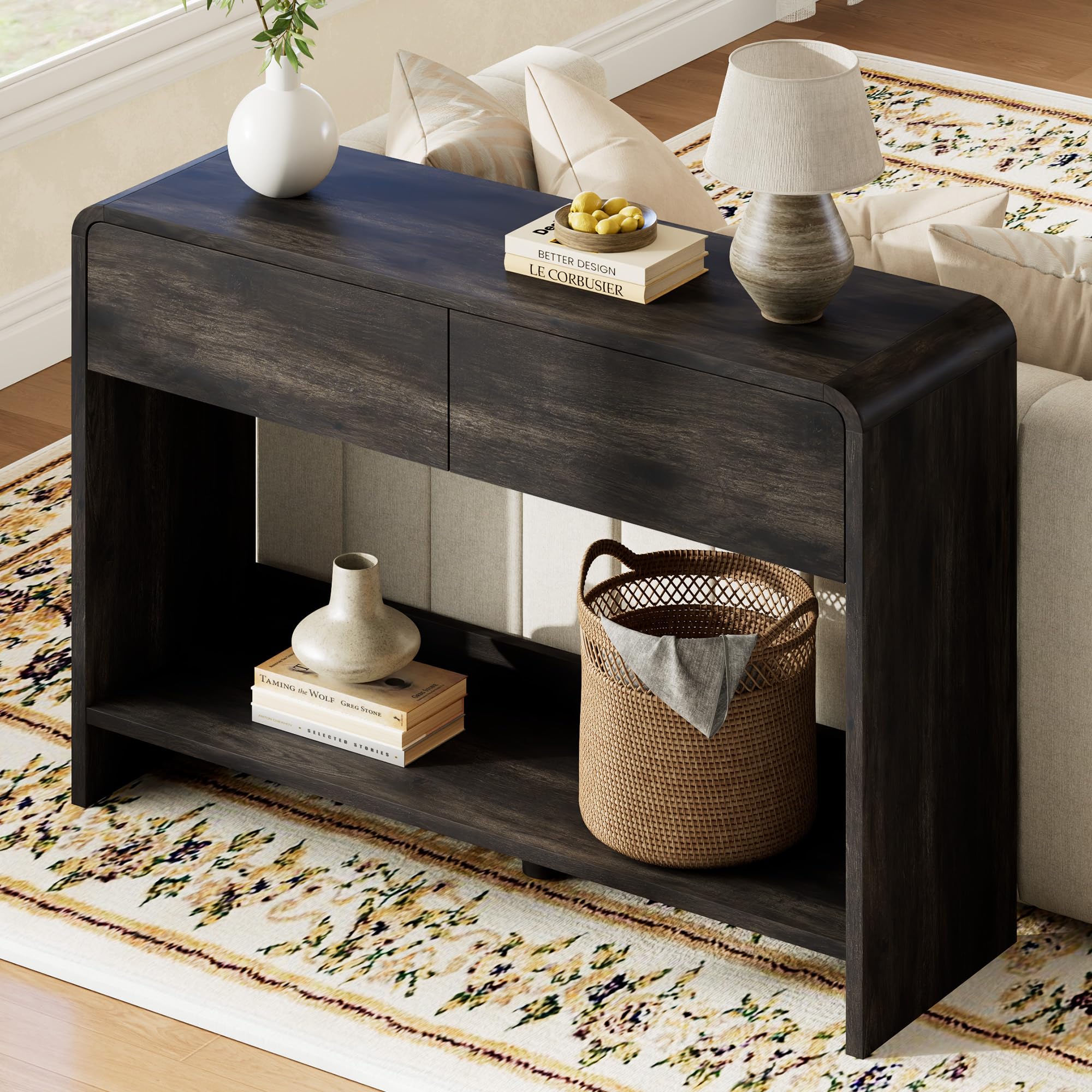 AMERLIFE 45" Modern Entryway Console Table with 2 Storage Drawers