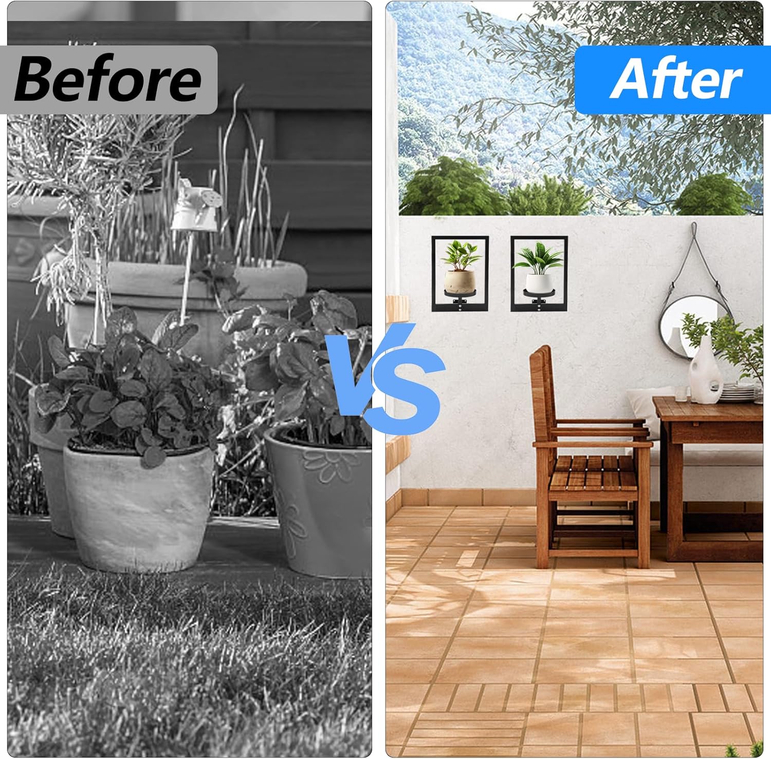 Metal Wall Plant Holder, Wall Planters for Indoor Plants, Heavy Duty Plant Wall Shelf, Vertical Space Saving - for Home, Office, Balcony(2 Pack)