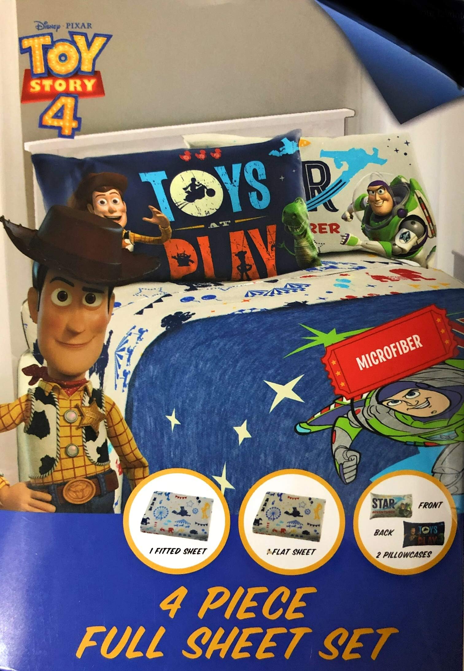 Toys Story 4 Full Sheet Set with 4 Piece Flat, Fitted and 2 Pillowcases