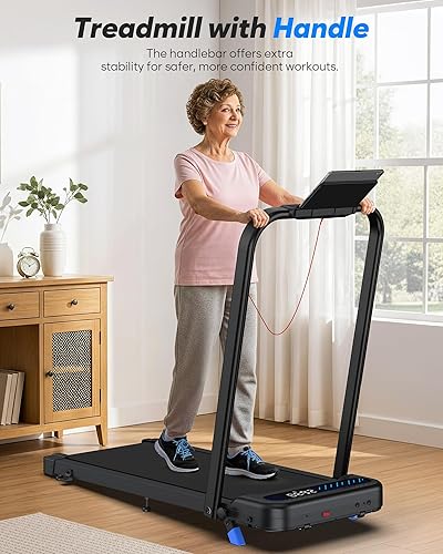 Miniatura 8 de Foldable Treadmill with Incline, Compact Walking Pad Treadmill with Safety Handle Bar, 3.0HP Quiet Under Desk Treadmills for HomeOffice, 320 LBS