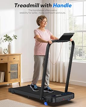 Cardirun Walking Pad with Incline and Handle Bar, Foldable Treadmills for Home Small Spaces, 3.0HP Quiet Compact Treadmill, Portable Under Desk Treadmill with LED Display, App & Remote Control