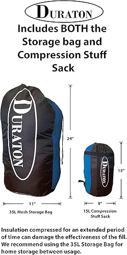 Miniatura 5 de Saco de dormir para mamá de 20 grados, ligero con saco de compresión para acampar o mochilero, cálido tanto para adultos como para niños