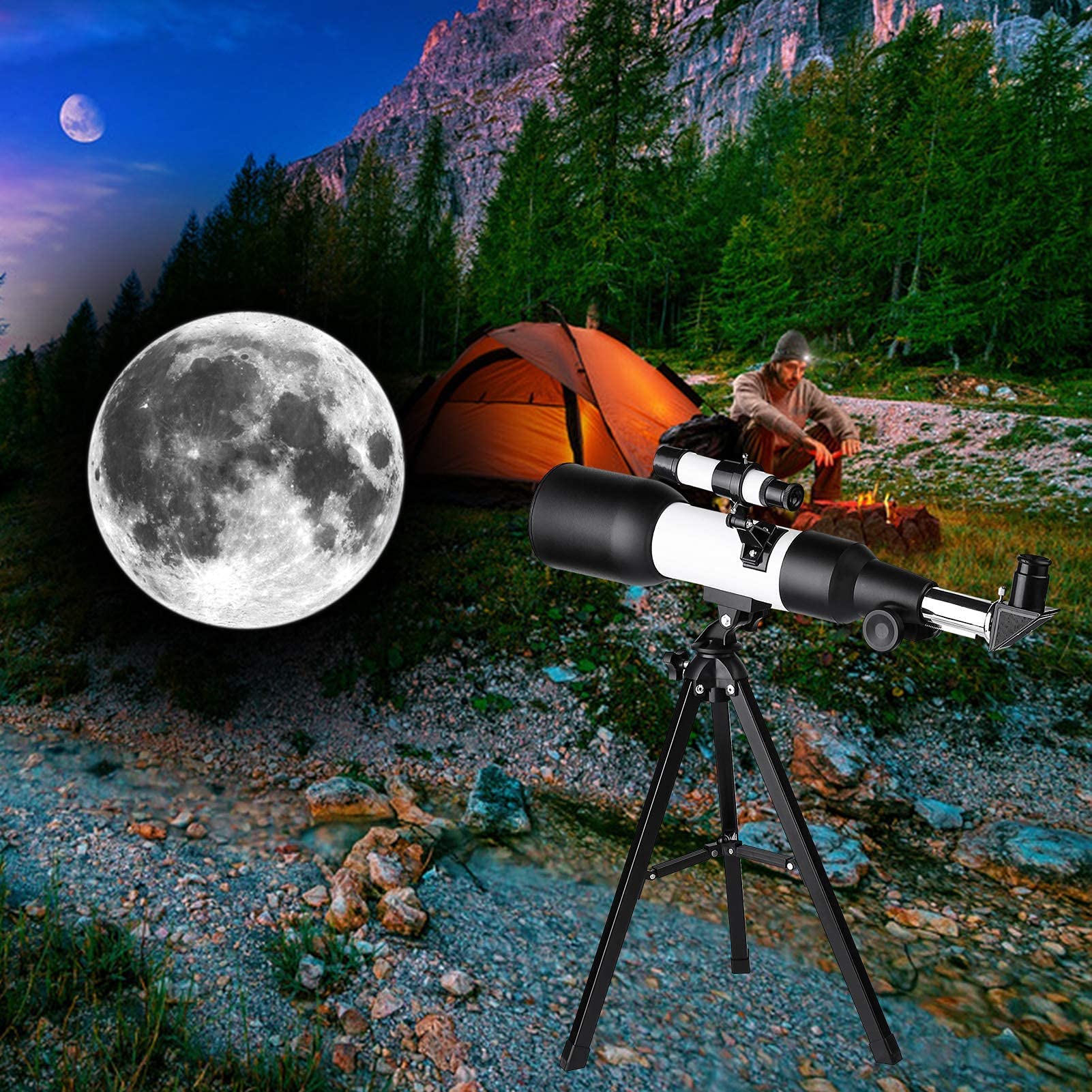 Astronomiczny teleskop refrakcyjny Roeam monokularowy luneta podróżna na zewnątrz ze statywem dla dzieci początkujący teleskopy prezentowe