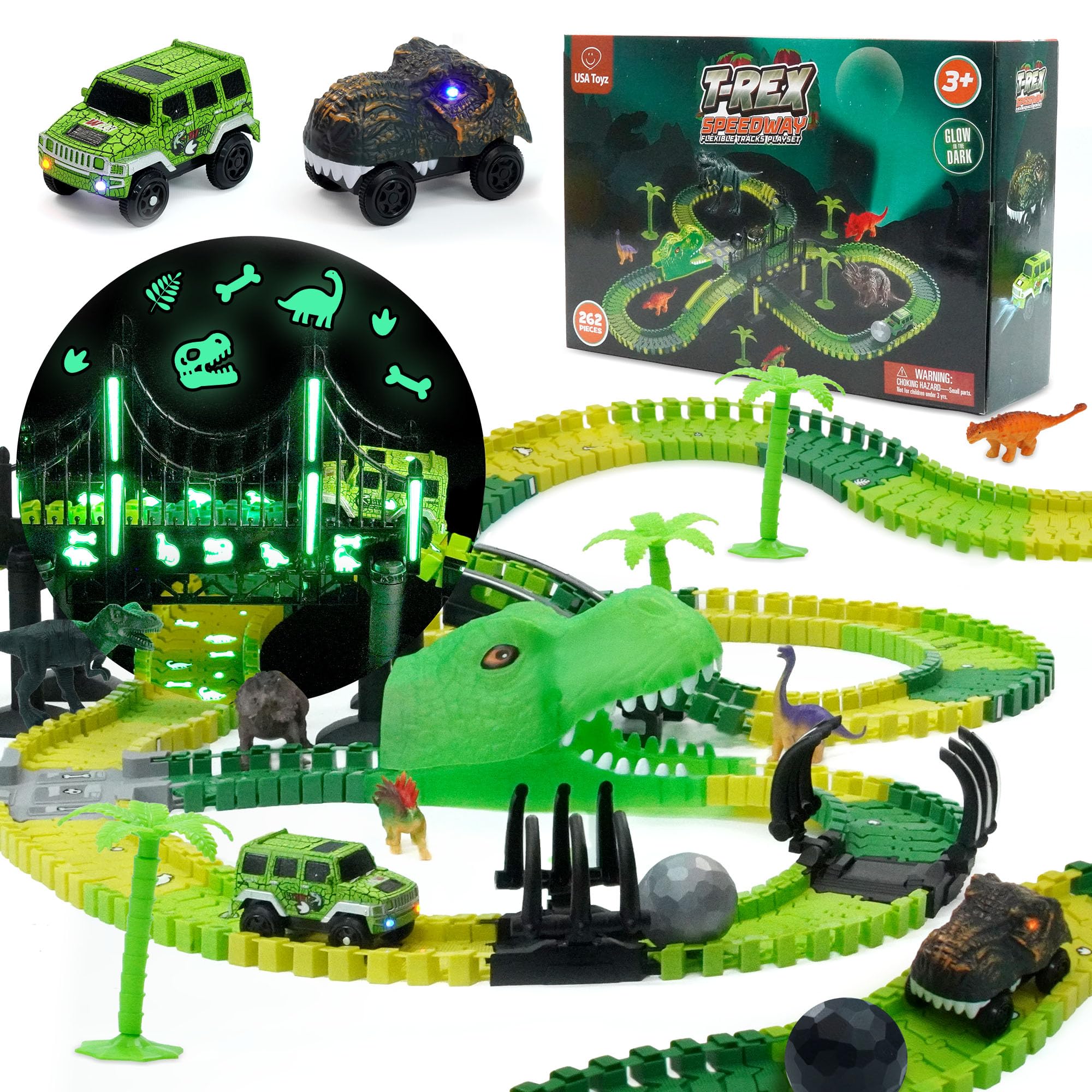 Amazon.com: USA Toyz Dinosaur Race Tracks for Kids- 262pk Speedway