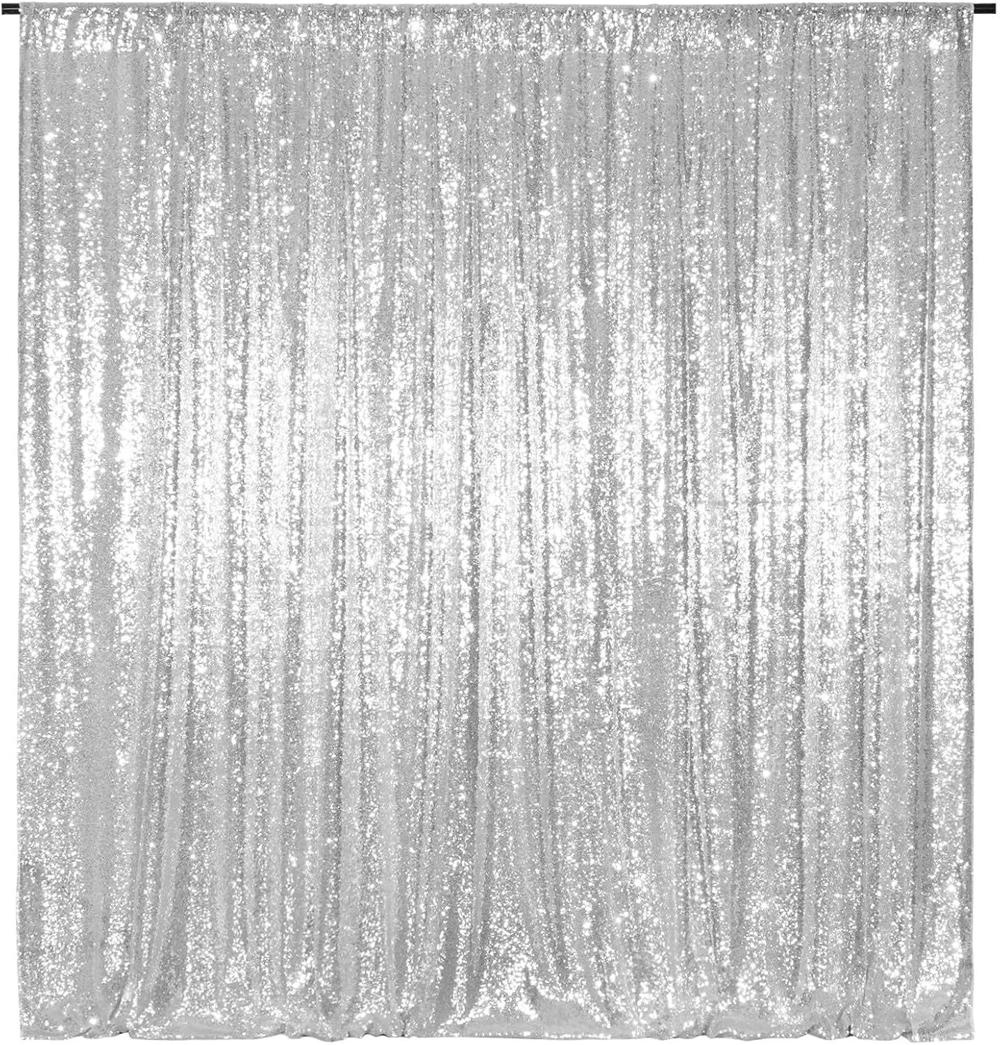 Rideau toile de fond à sequins pour fête de mariage, argenté, 8Ftx8Ft