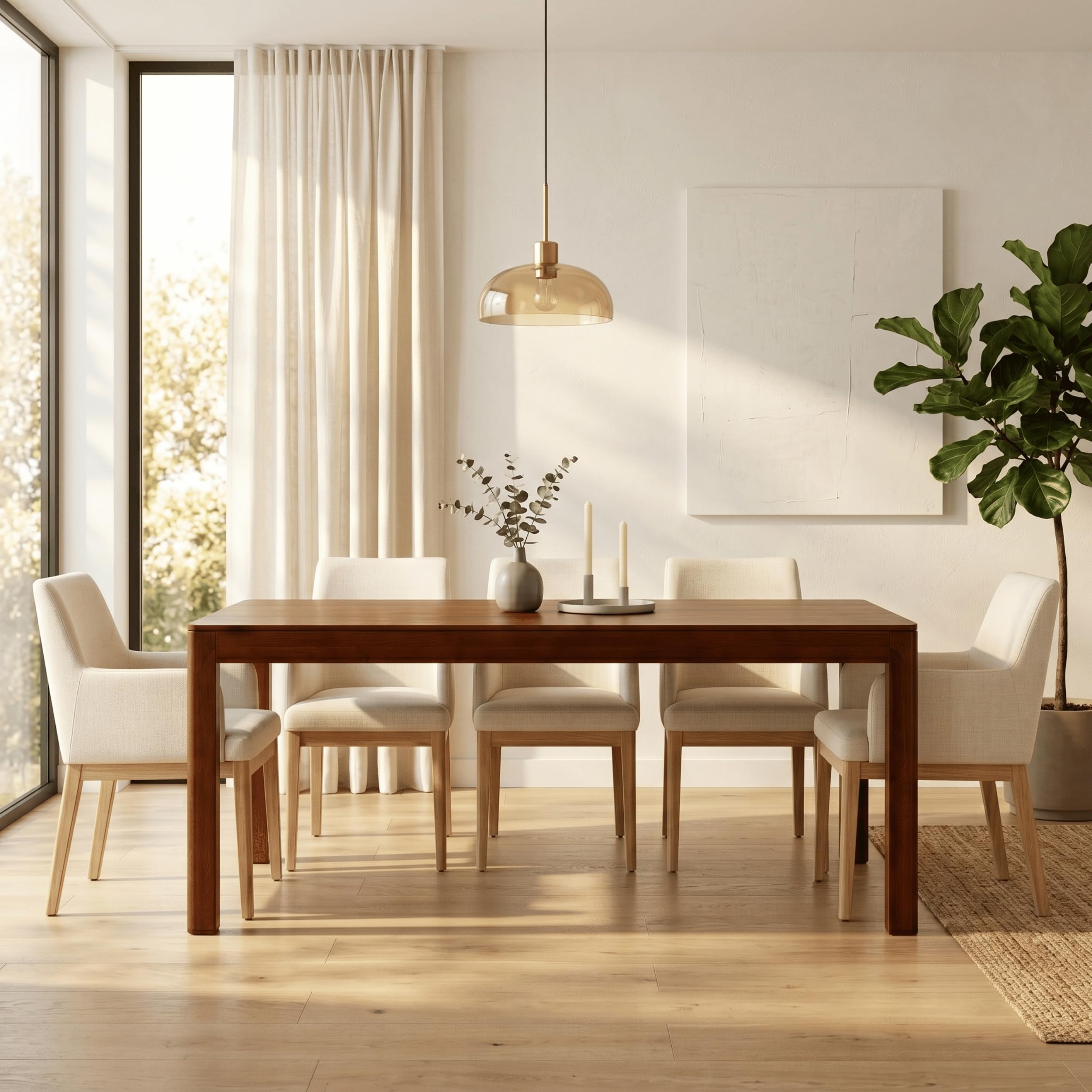 Photo 1 of NTC Flow 71 Inch Modern Design, Rectangular Dinner Table for Dining Room, Living Room Furniture, Effortless Assembly, Dark Walnut