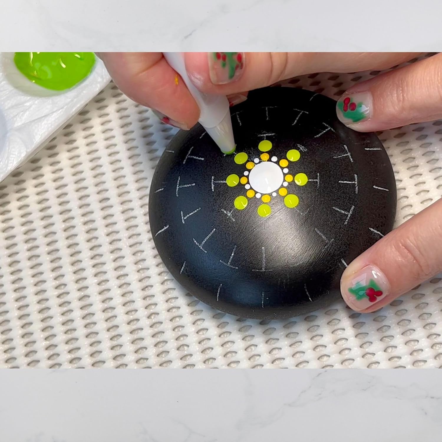 Silicone Mold for Making Stones with Dome Template - Design #3 by Happy Dotting Company - Round and Smooth for Dotting Rocks and Mandala Art DIY Crafts Painting Drawing - Gypsum and Cement Casting