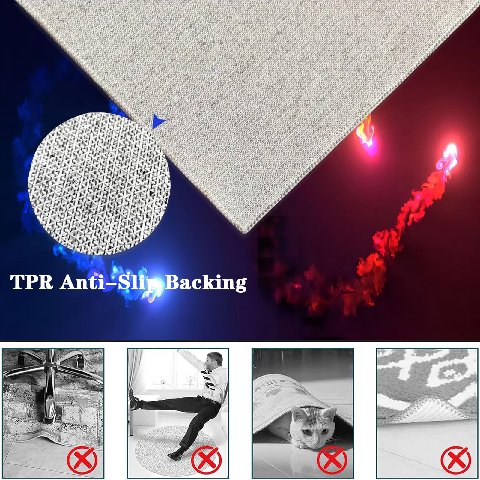 Tapis Gaming de Bureau Antidérapant pour Sols Durs, Protection du Sol, Chaise Gaming, 150 x 180 cm