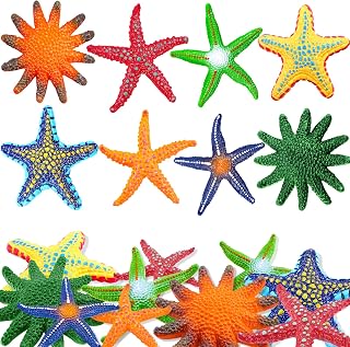 YUJUN 16PCS Colorful Starfish Diving Pool Toys - Big Small Soft Rubber Beach Swim Party Favors for Kids 2 Sizes