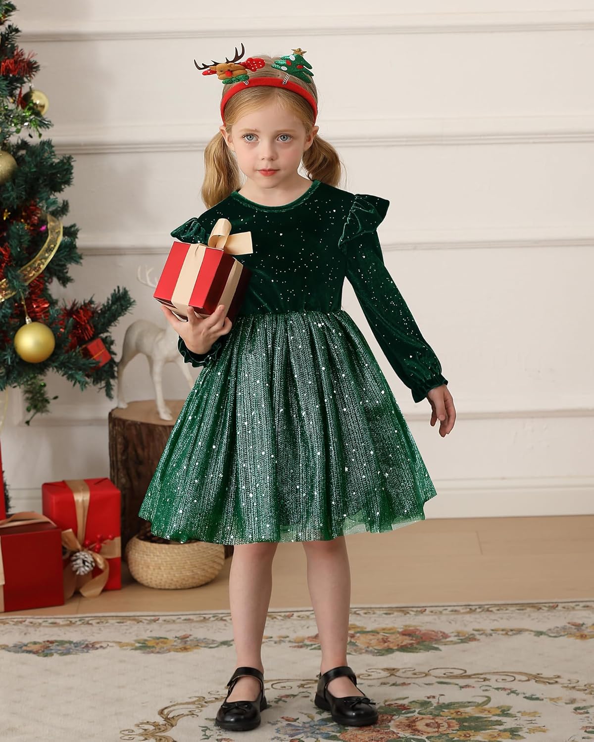 Toddler Christmas Dress Girls Long Sleeve Little Girl Dresses Velvet Sequin Tutu Holiday Party Fall Winter 18M-6Y - Image 2