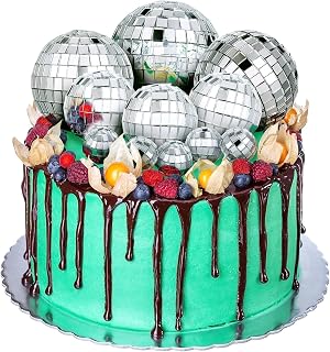 Jetec 11 Pcs Disco Ball Cake Toppers Disco Ball Birthday Party Decorations Small Disco Ball Table Centerpiece Decor for 70s Disco Themed Dance Party Supplies (Silver)