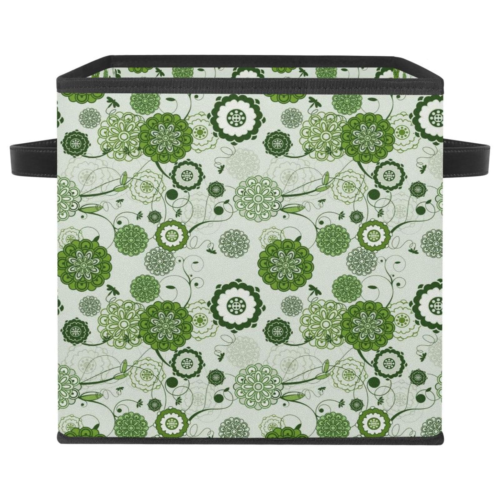 Cube de rangement moderne au motif floral vert pour harmoniser votre maison