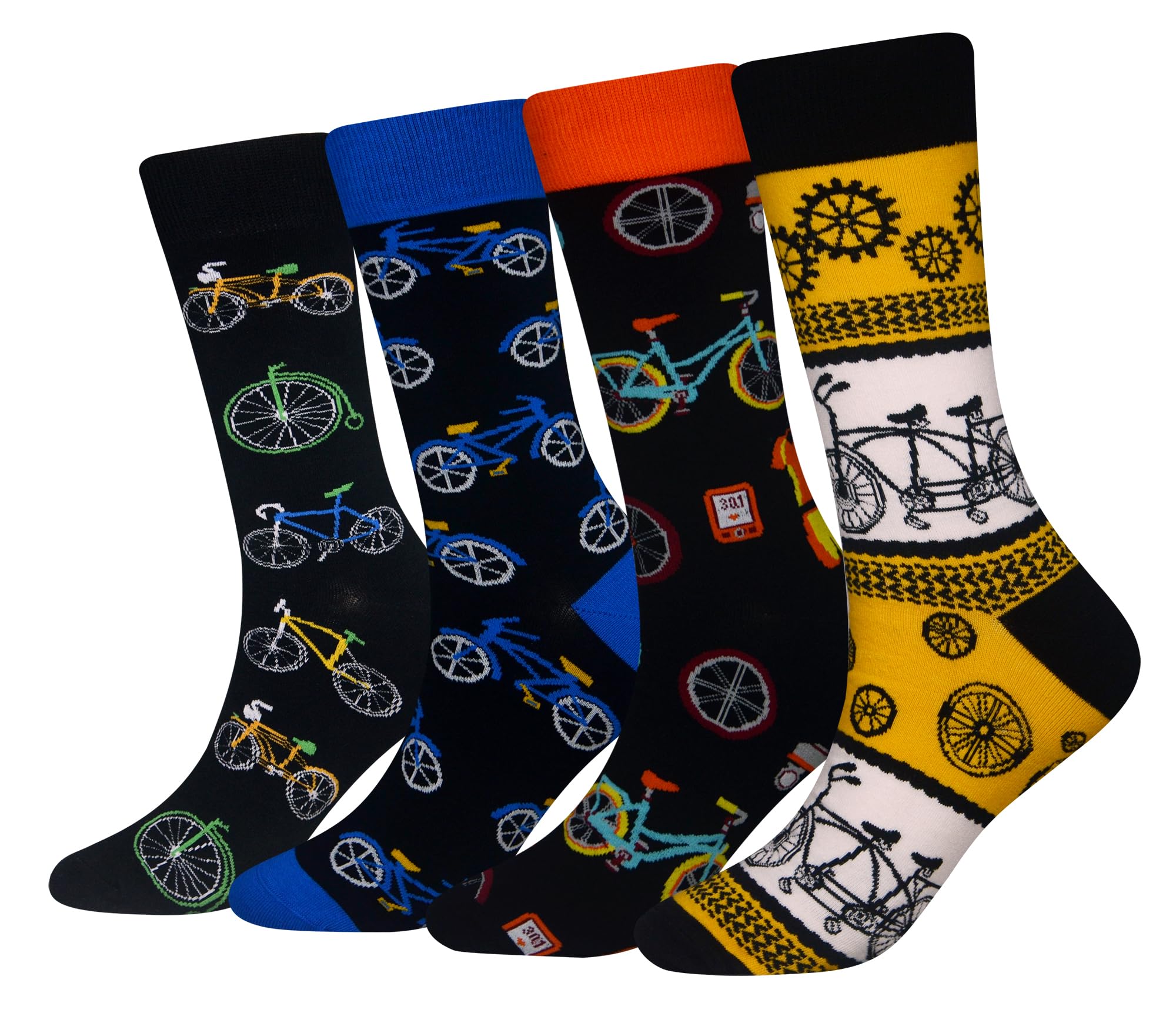 Cansok Men's EUR 42-46 Bicycle Cycling Socks Bike Gift Crazy Novelty Dress Crew Calf Socks (Bike)