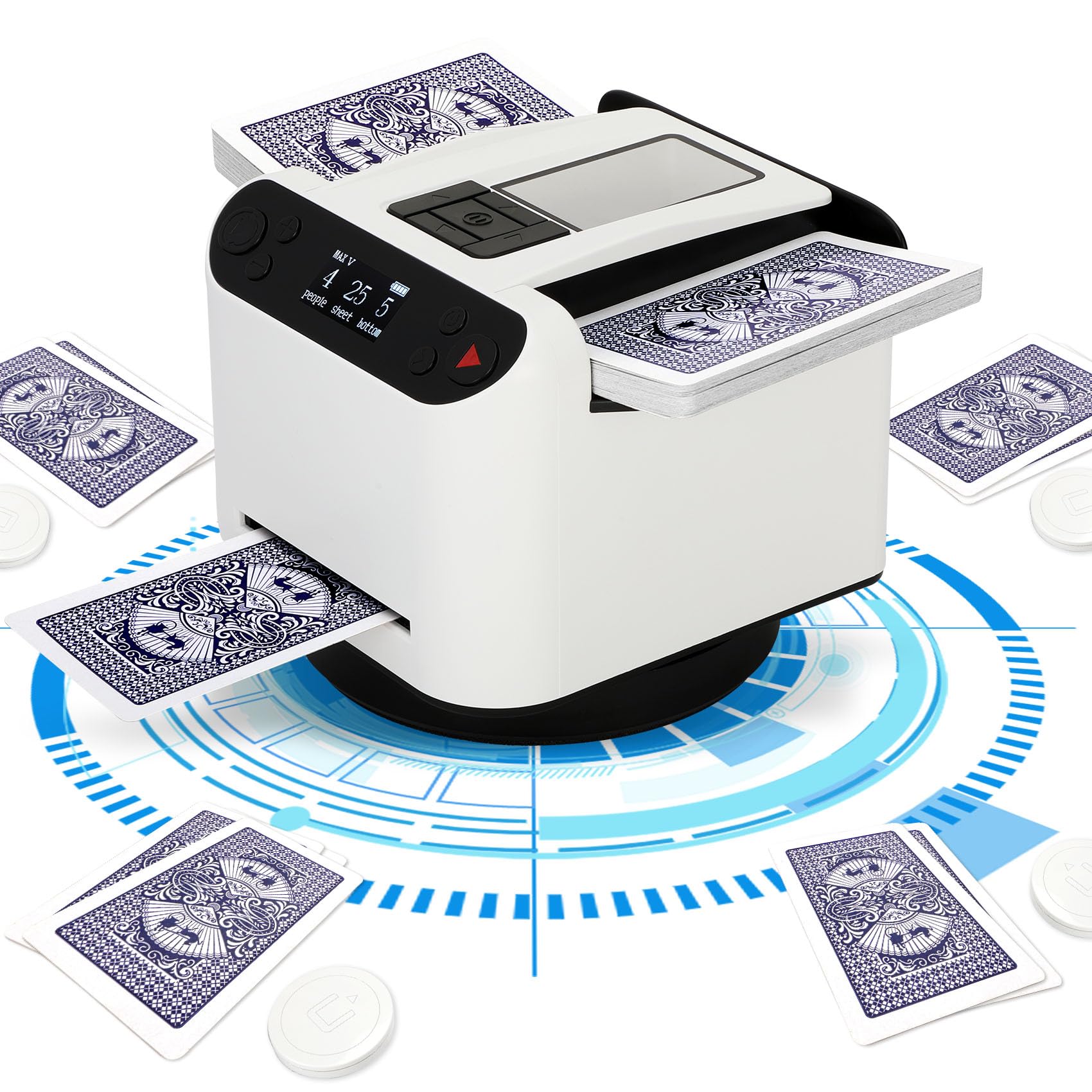 Shuffler automatico per carte e rivenditore, 2 in 1, 2 mazzi con