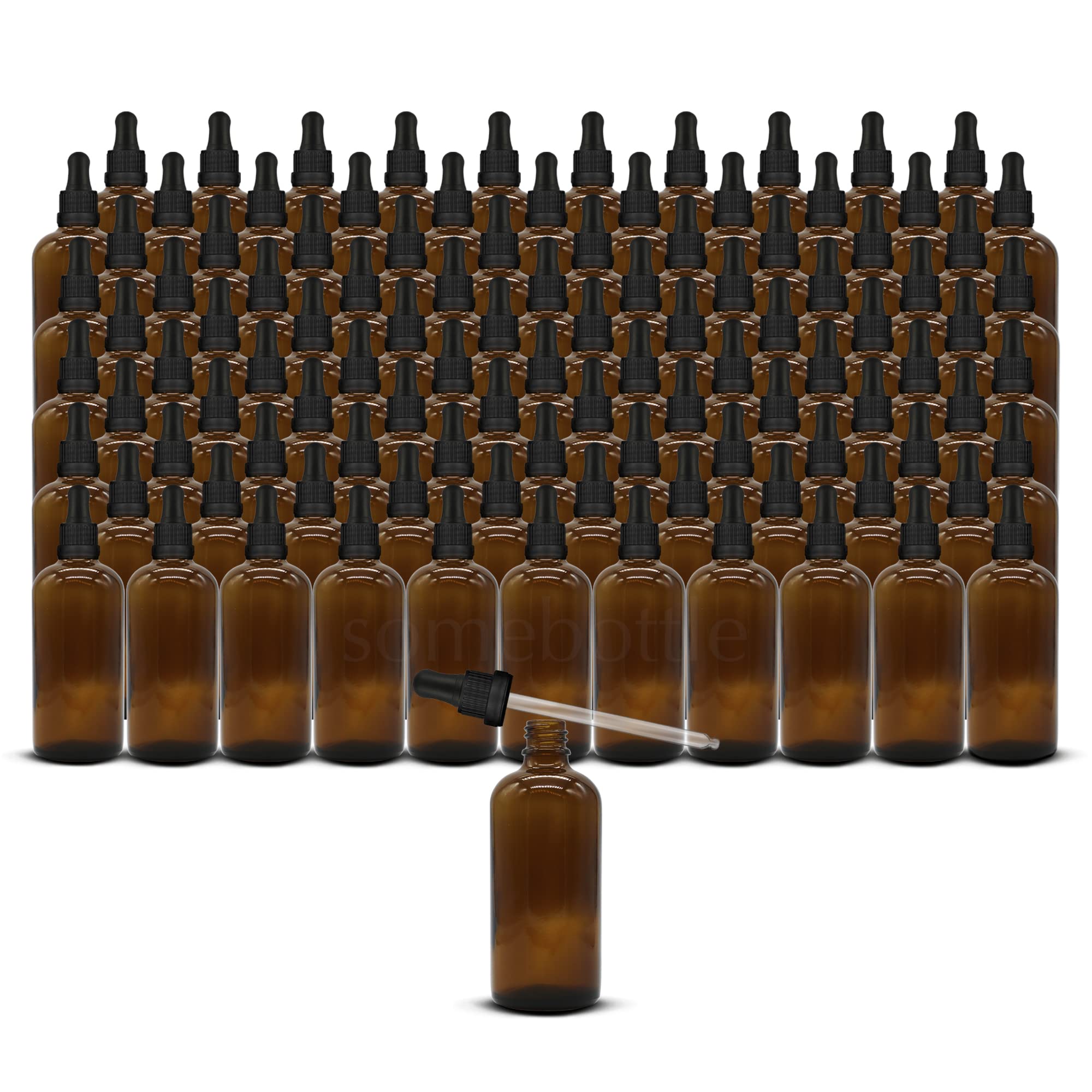 105 x 100 ml bernsteinfarbene Glasflaschen mit Glas-Augentropfer, manipulationssichere Pipetten, Großhandel, bernsteinfarbene Braunglasflaschen, Tropfflaschen, nachfüllbar, für ätherische Öle, Parfüm,