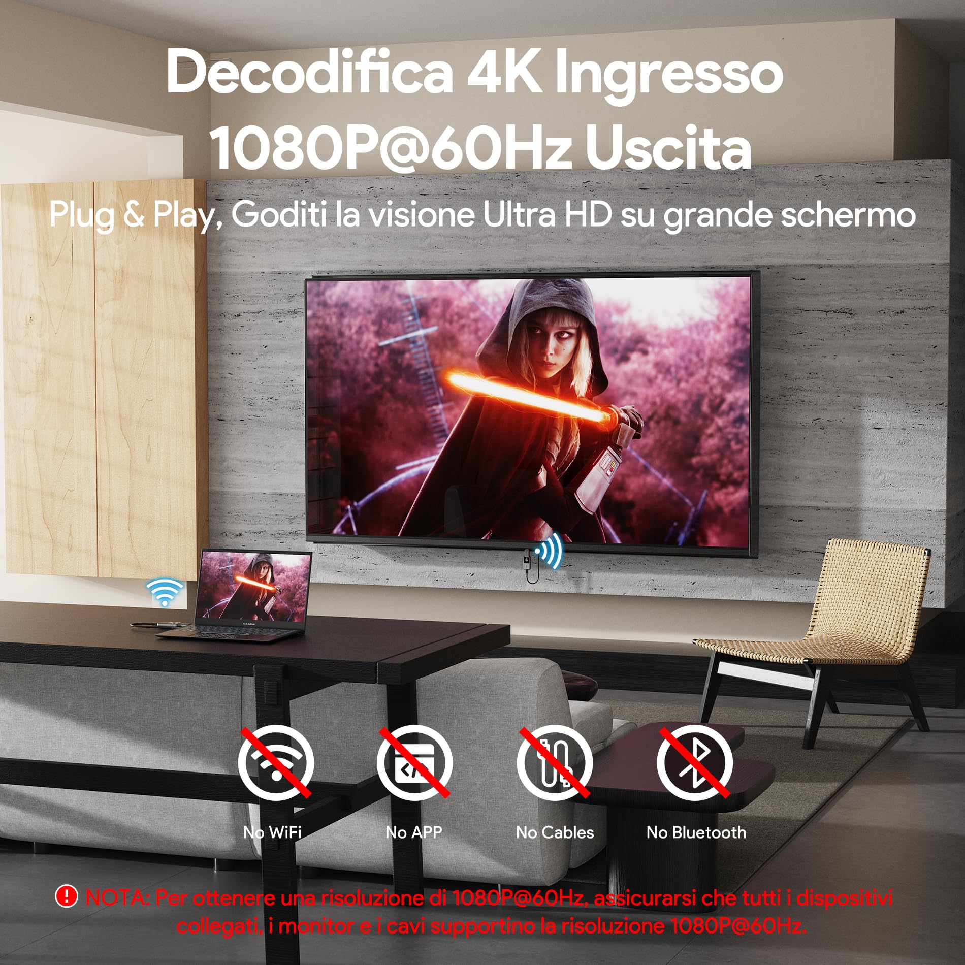 Aceele HDMI Wireless Trasmettitore e Ricevitore, Full HD 1080P Extender HDMI Wireless con Display LED, Portata 165FT/50M, 2,4G/5G Streaming Video/Audio/File da Laptop, PC a Monitor/TV/Proiettore