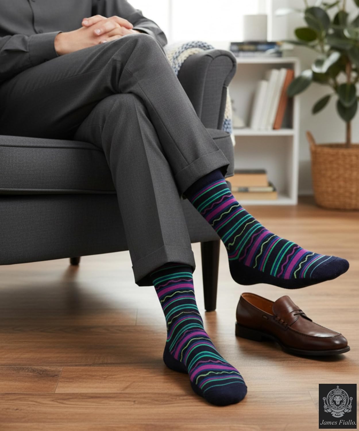 JAMES FIALLO Dress Socks for Men, Casual Colorful Fun Novelty Fashion Patterned Men's Dress Socks, Pack of 12 Super Soft - Image 2