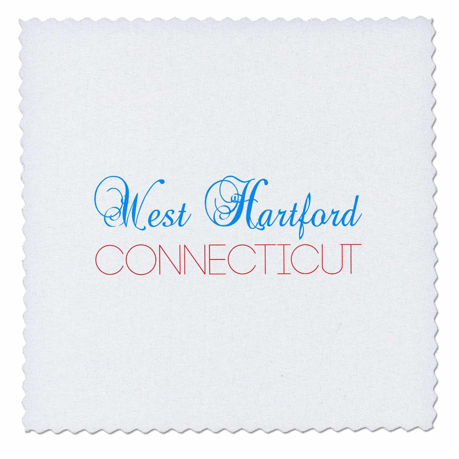 8x8 inch Quilt Square - West Hartford, Connecticut Blue and red Text. Home Town Patriot Design Alexis Design - USA Cities Colorado-Connecticut
