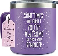 KLUBI Sometimes You Forget You're Awesome Purple 14oz Coffee Mug Tumbler - Birthday Gifts for Women, Teachers, Social Workers