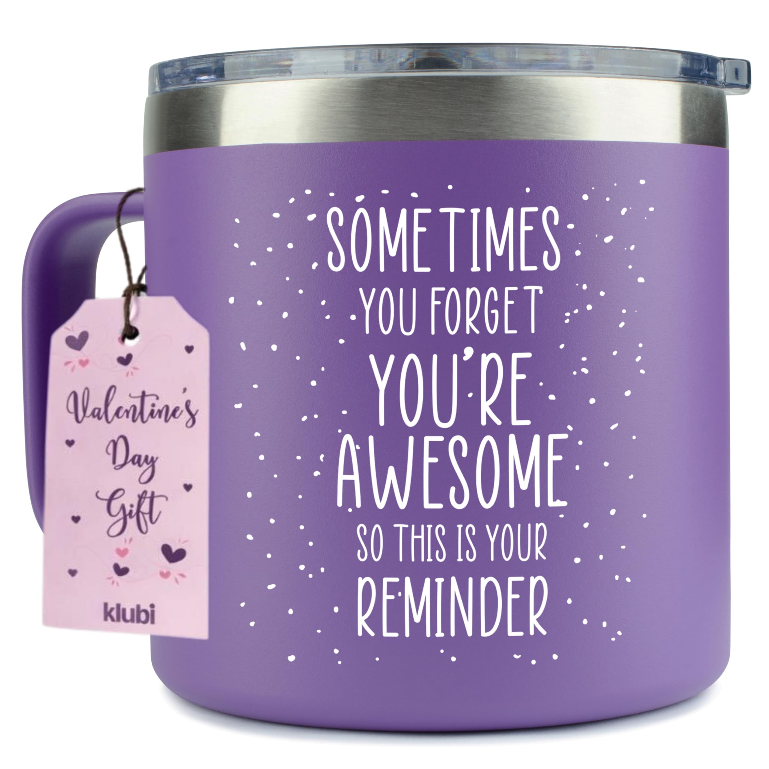 Galentines Gifts for Women - Birthday Friendship - Sometimes You Forget Your Awesome Gifts Purple Coffee Mug 14oz for Valentines Day Gift for Her, Vday, Teacher, Older Women Inspirational Unique