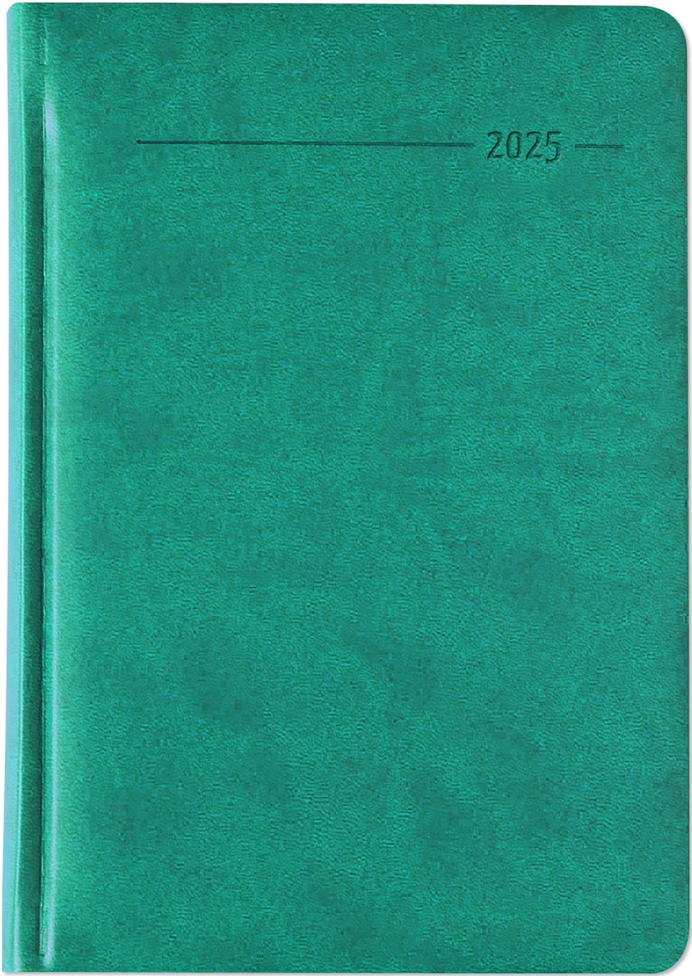 Zettler - Buchkalender Tucson 2025 türkis, Taschenkalender im Tucson Einband mit 416 Seiten, 1 Tag auf 1 Seite, Adressteil , 15x21cm, farblich sortiert