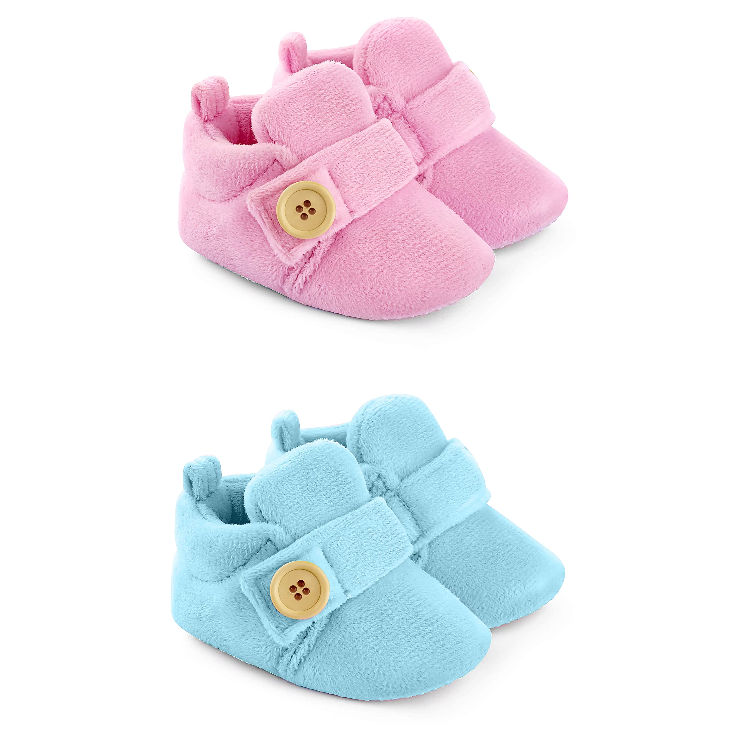 Baby Luv 3 to 12 Month Set of 2 Unisex Baby Booties | Comfortable & Breathable Infant All Seasons Footwear (LightPink+LightBlue) (B08T5RJ13J) Amazon Price History, Amazon Price Tracker