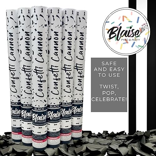 Miniatura 3 de BLAISE PYRO & PARTY Paquete de 6 cañones de confeti, paquete de poppers para fiestas, cañones de 18 pulgadas libres de humo y fáciles de usar,