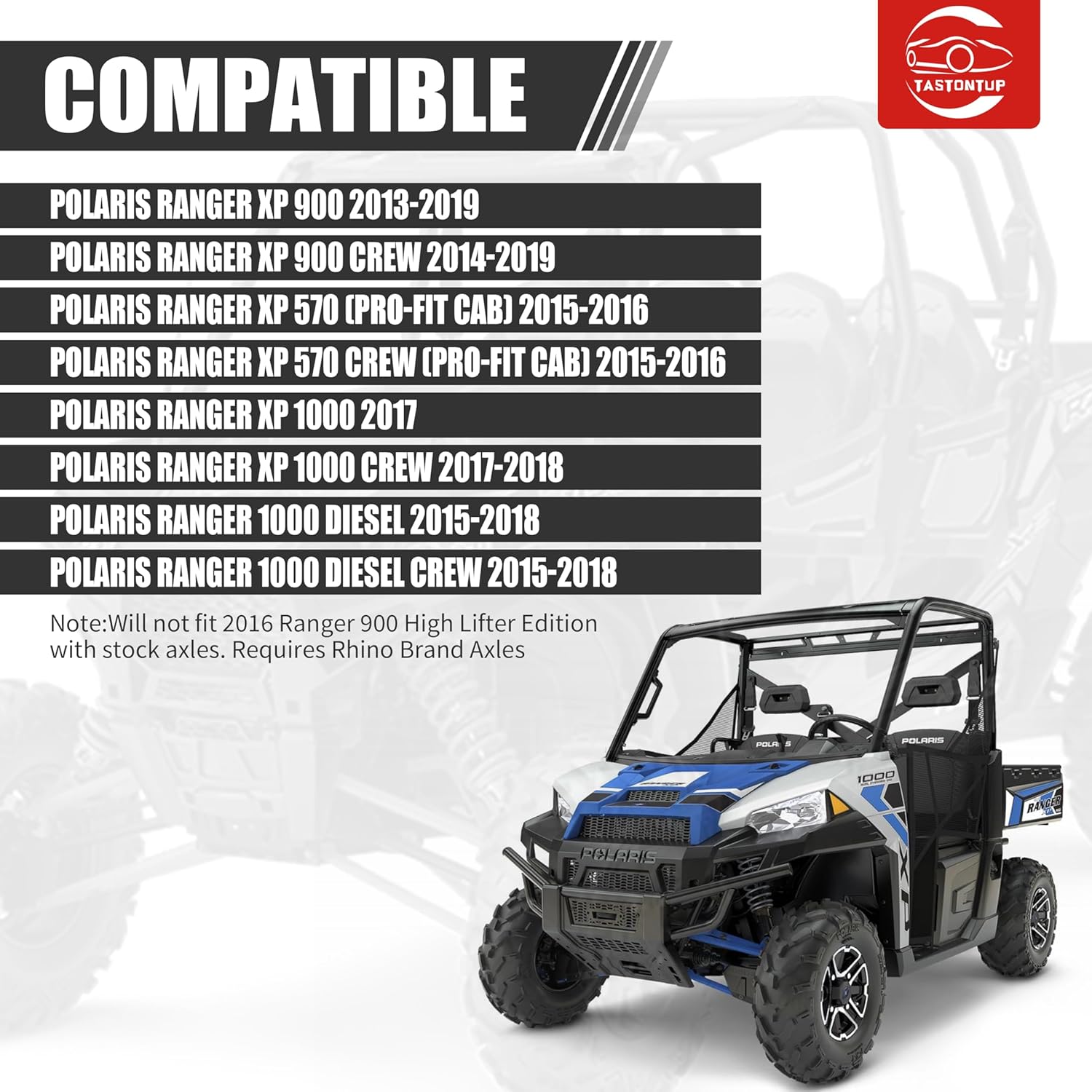 Red Rear Upper & Lower A-Arms for Polaris Ranger XP 900 / XP 1000 / XP 570 & Diesel, Heavy-Duty 1.25" Tubular Suspension Arms, High Clearance & Adjustable Camber, Fits 2013–2019 Ranger & Crew