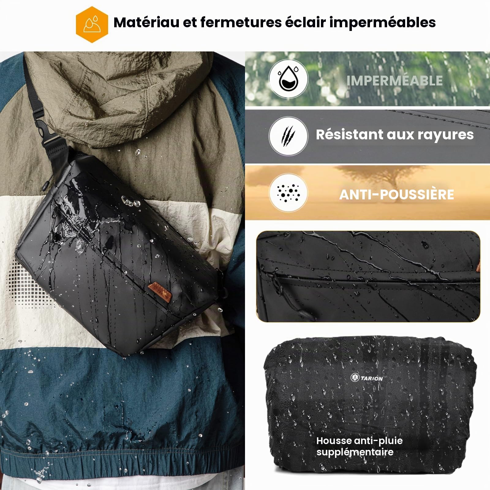 TARION Sac à Bandoulière pour Appareil Photo: Sac pour Appareil Photo DSLR Sling Pack Photographie Sling Bag Sac à Dos pour Drone Appareils Photo Reflex Camera Sling Pack Sac à Bandoulière TR-SB