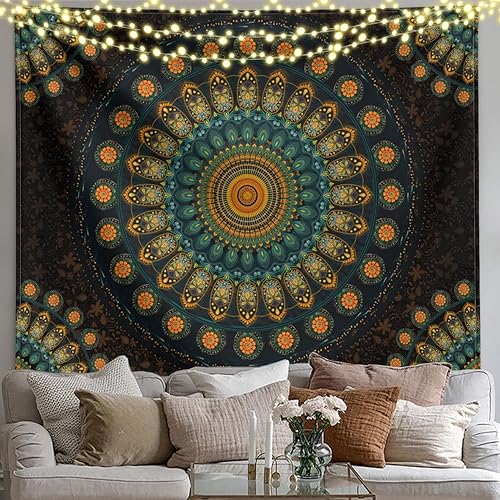 Miniatura 3 de XIGUAGUO Tapiz de mandala para colgar en la pared, psicodélico, estético, hippie, decoración de pared, bohemio, decoración bohemia para el hogar,