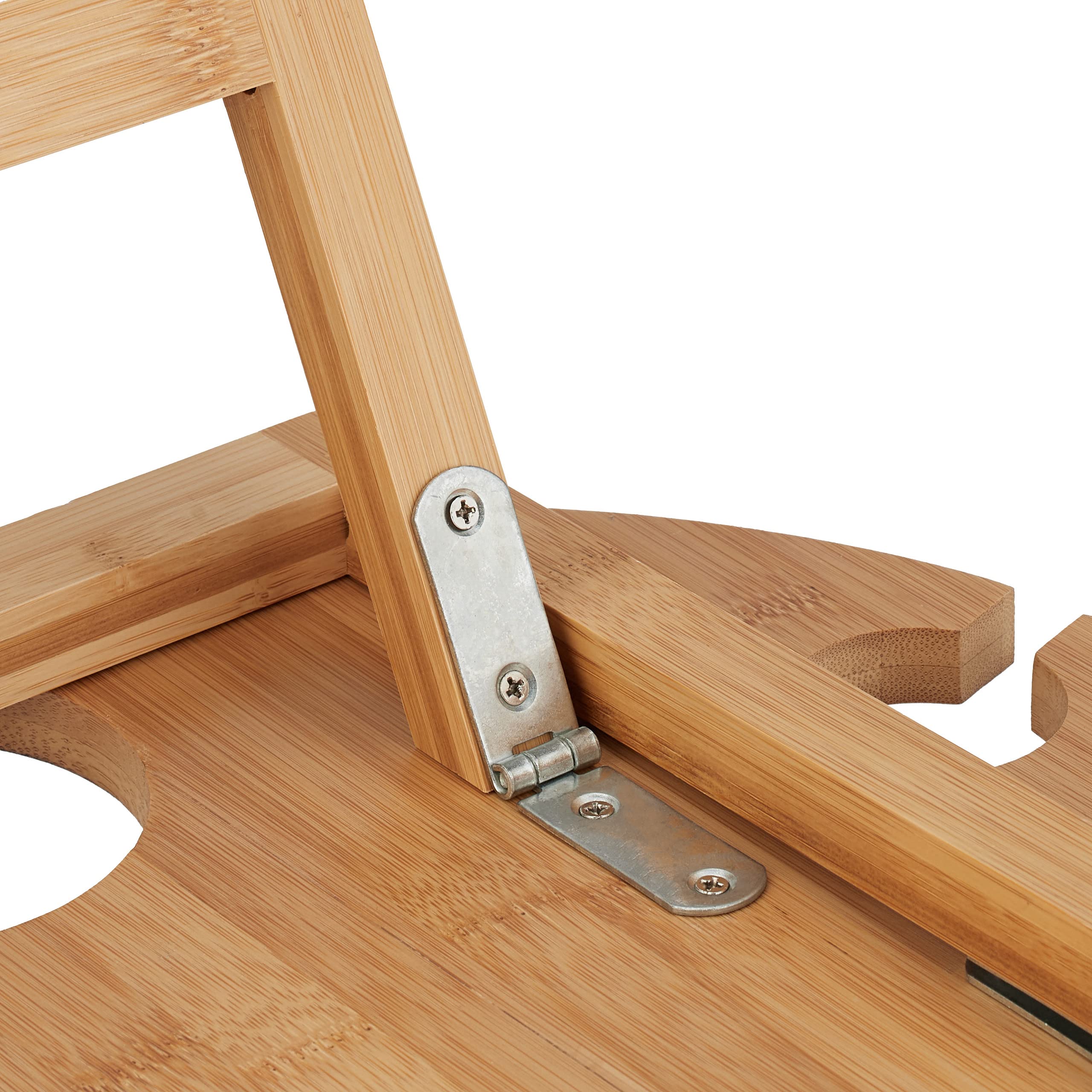 Relaxdays Tavolino Pieghevole, Vassoio per Letto e Picnic, Gambe Richiudibili, bambù, Rotondo, HD: 22 x 39 cm, Naturale