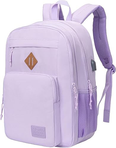 Mochila de viaje clásica de mano para hombres y mujeres, mochila antirrobo para computadora portátil con puerto de carga USB, Púrpura, Mochilas de