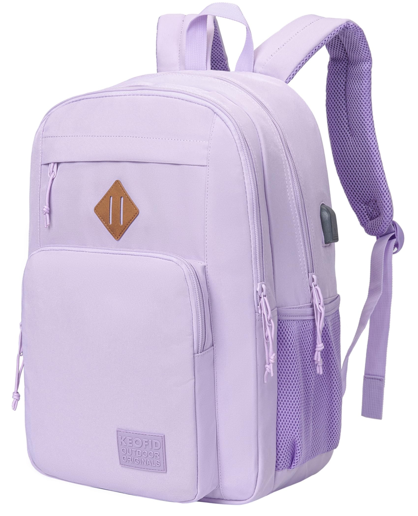 KEOFID Classic Travel Backpack for Men and Women, Anti Theft Laptop Backpack with USB Charging port, Large Bag for College(Purple)
