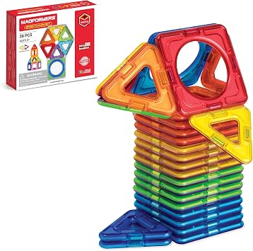 Magformers Basic Plus 26 Pc Set | Magnetic Tiles Building Blocks, Educational Kit, STEM Toy Set | Magnetic Building Tiles for Kids to Develop Problem-Solving Abilities and Shape Recognition